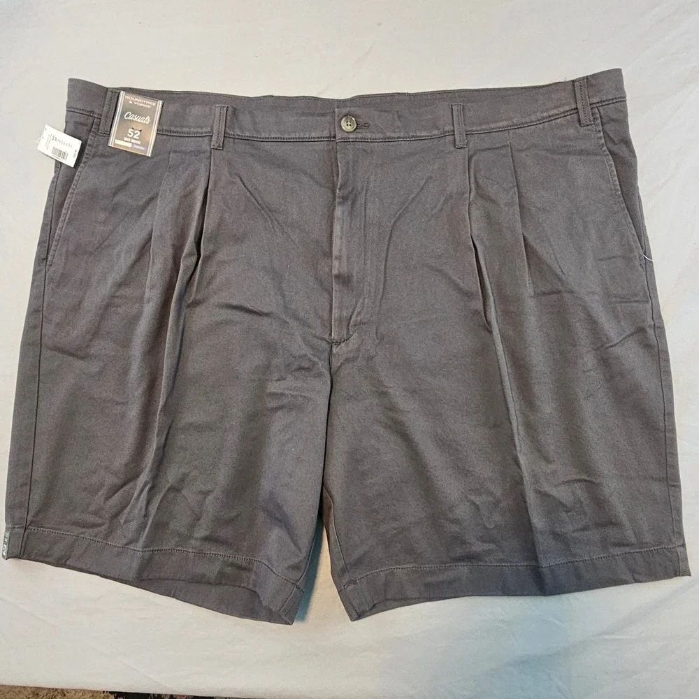 Roundtree & Yorke Size 52 Classic Fit Pleat Shorts Smoke Gray 9
